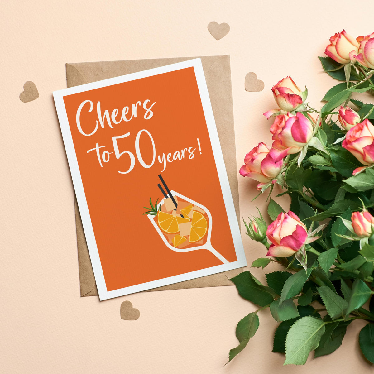 Grusskarte zum Geburtstag Cheers to years mit Umschlag aus Kraftpapier | Grußkarte Karte Billet Geburtstag Holy Aperoli Happy Birthday Mann Frau Drink Aperol orange (KT_062)