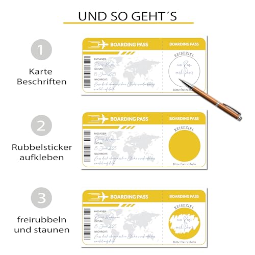 Ticket Geburtstag mit Rubbelaufkleber - Rubbelkarte zum beschriften Einzigartige Geschenk Verpackung - Geburtstags Karte als Gutschein oder Geschenkidee zum freirubbeln JACKPOT