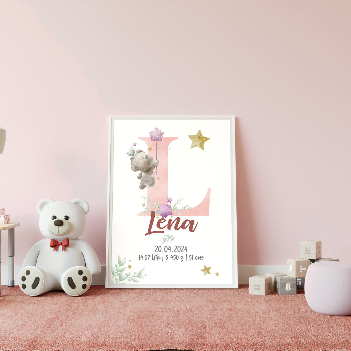 Geburtstafel Boho Bär