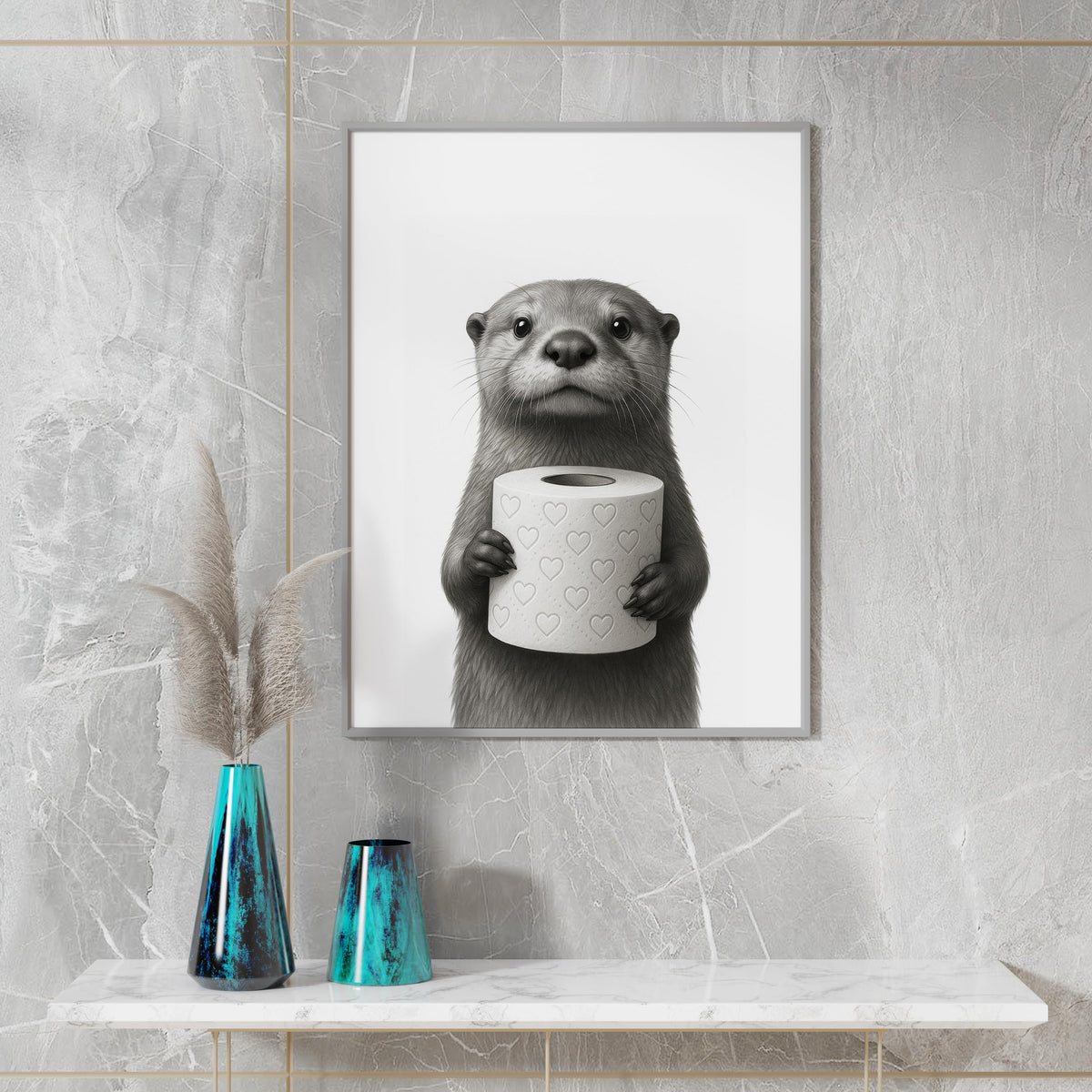 FORYOU24 Badezimmer Deko Bilder | hochwertiger Kunstdruck | schwarz weiß Wandbilder | WC Deko | Premium Druck