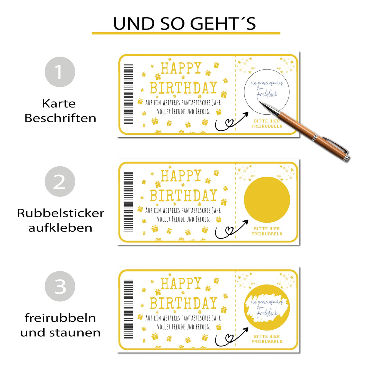 Ticket Geburtstag mit Rubbelaufkleber - Rubbelkarte zum beschriften Einzigartige Geschenk Verpackung - Geburtstags Karte als Gutschein oder Geschenkidee zum freirubbeln JACKPOT