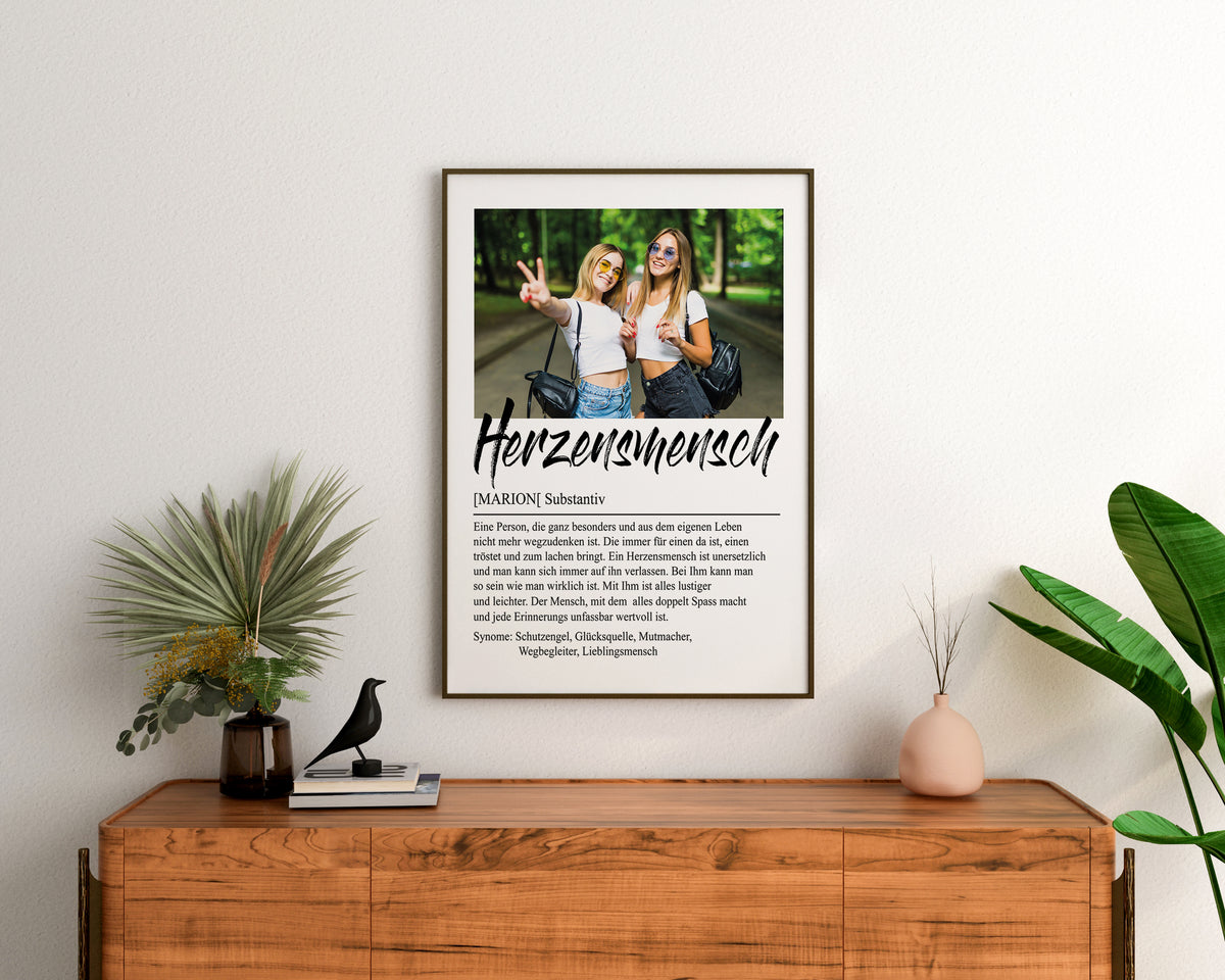 Beste Freundin Geschenk Poster Herzensmensch | Personalisierbares Bild mit Foto und Name Freundschaft - foryou24.de