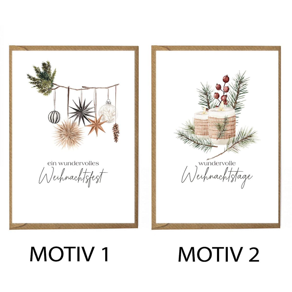 Premium Weihnachtskarten 10er Set mit Umschlägen - hochwertige Postkarten zu Weihnachten - Grußkarten in Premium Qualität auch einzeln