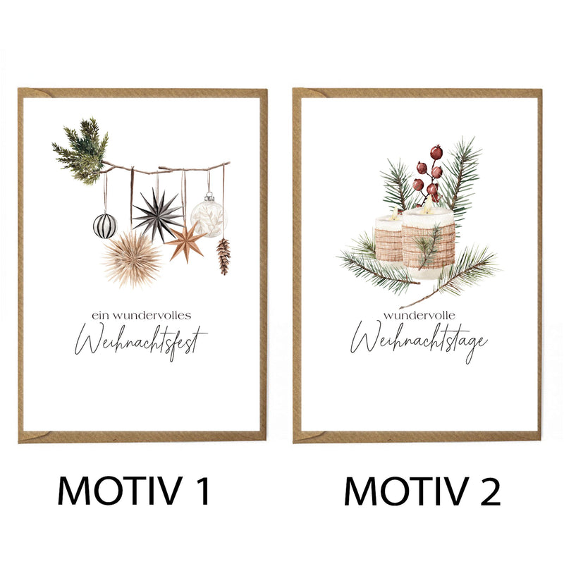 Premium Weihnachtskarten 10er Set mit Umschlägen - hochwertige Postkarten zu Weihnachten - Grußkarten in Premium Qualität auch einzeln