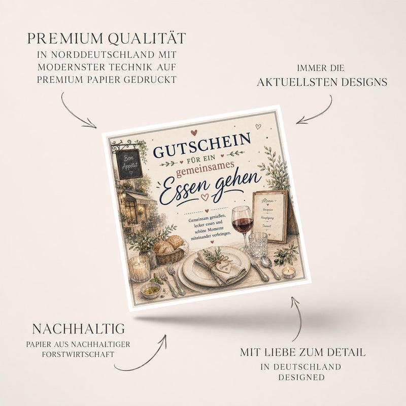 Gutschein Essen gehen – Gutscheinkarte für Restaurant & gemeinsames Dinner