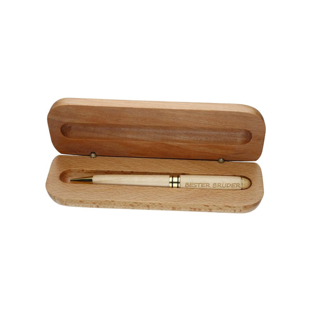 Holz-Kugelschreiber mit Gravur "Bester Bruder" in Geschenk-Schachtel
