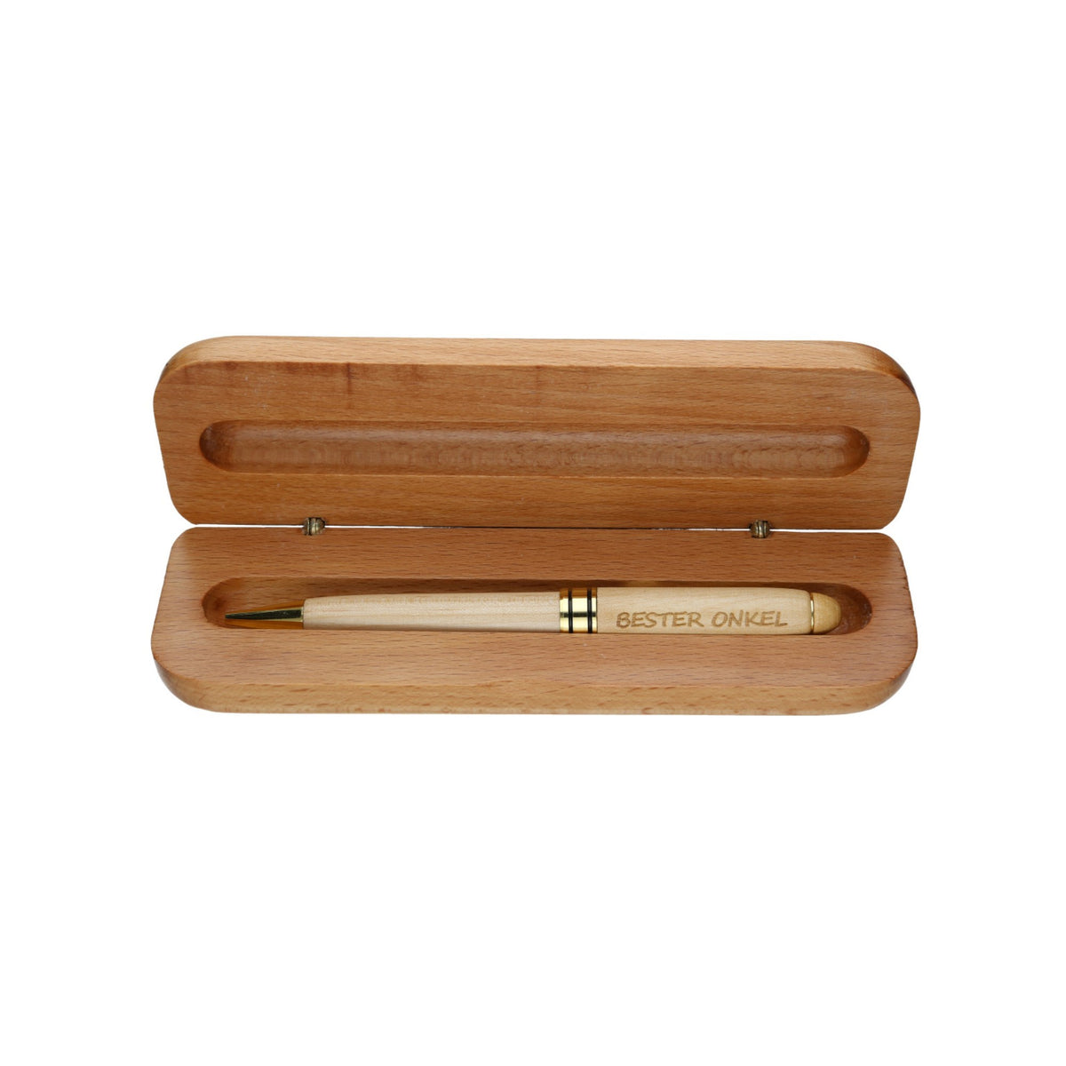 Holz-Kugelschreiber mit Gravur "Bester Onkel" in Geschenk-Schachtel