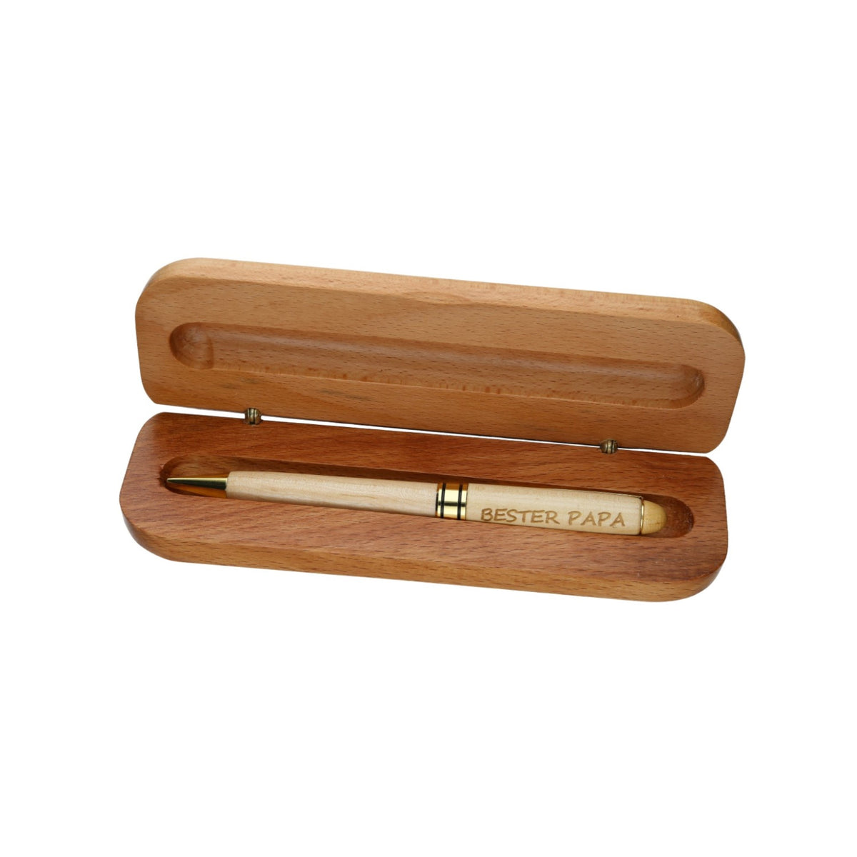 Holz-Kugelschreiber mit Gravur "Bester Papa" in Geschenk-Schachtel