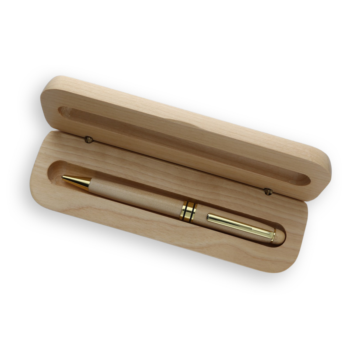 Holz-Kugelschreiber mit Gravur der Initiale in Geschenk-Schachtel